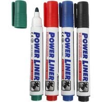 Produktbild: Creativ Company Whiteboard Marker, Strichst&auml;rke 4 mm, Schwarz, Blau, Gr&uuml;n, Rot, 4er Set