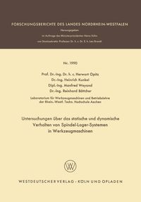 Produktbild: Untersuchungen &uuml;ber das statische und dynamische Verhalten von Spindel-Lager-Systemen in Werkzeugmaschinen