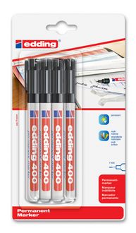 Produktbild: edding 400 Permanentmarker, 1mm, 4er Set schwarz