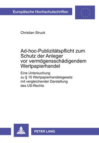 Produktbild: Ad-hoc-Publizit&auml;tspflicht zum Schutz der Anleger vor verm&ouml;genssch&auml;digendem Wertpapierhandel