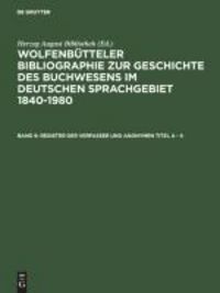 Produktbild: Register der Verfasser und anonymen Titel A - K