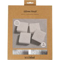 Produktbild: Creativ Company Silikonform, Quadratisch mit grafischem Design, H 2,4 cm, L 6,8 cm, B 6,8 cm, 4 Stk