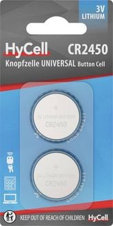 Produktbild: HyCell Knopfzelle CR2450 3V 1 St. Lithium 2er Blister Lithium Knopfzellen CR2450