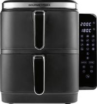 Produktbild: GourmetMaxx 15305 Hei&szlig;luft-Fritteuse 10 l 2800 W 2 getrennte Temperaturregler, Antihaftbeschichtung, digitaler Timer Schwarz