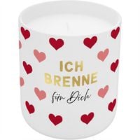 Produktbild: Kerze in Porzellanbecher "Ich brenne f&uuml;r Dich", mit Golddruck