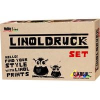 Produktbild: KREUL Linoldruck Set, Linoldruckfarbe 20 ml, 3 Schneidefedern, Linolplatte A6 und Zubeh&ouml;r