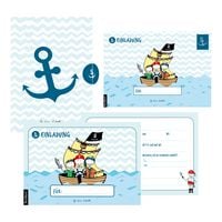 Produktbild: 12 Einladungskarten Geburtstag Junge (Piraten). Handgemachte Geburtstag Einladungskarten zum Kindergeburtstag incl. 12 liebevollen Hand designten Briefumschl&auml;gen. Verpackt in einer wundervollen hochwertigen Karton Box. By Lisa Wirth