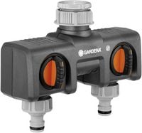 Produktbild: GARDENA 8193-20 Kunststoff 2-Wege-Verteiler Steckkupplung, 30,3 mm (1") IG, 24,2 mm (3/4") IG mit Regulierventil