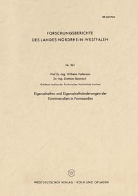 Produktbild: Eigenschaften und Eigenschafts&auml;nderungen der Tonmineralien in Formsanden