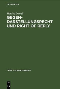 Produktbild: Gegendarstellungsrecht und Right of reply