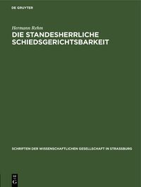 Produktbild: Die standesherrliche Schiedsgerichtsbarkeit