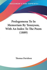 Produktbild: Prolegomena To In Memoriam By Tennyson, With An Index To The Poem (1889)
