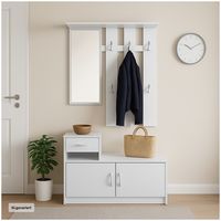 Produktbild: HTI-Living Garderobe Wei&szlig; mit Spiegel Schrank und Ablage f&uuml;r Flur Diele oder Eingangsbereich