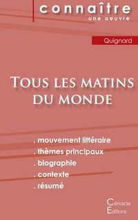 Produktbild: Fiche de lecture Tous les matins du monde (Analyse litt&eacute;raire de r&eacute;f&eacute;rence et r&eacute;sum&eacute; complet)