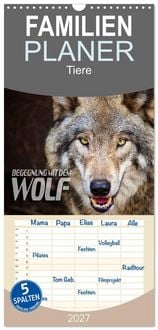Produktbild: Familienplaner 2027 - Begegnung mit dem Wolf mit 5 Spalten (Wandkalender, 21 x 45 cm) CALVENDO