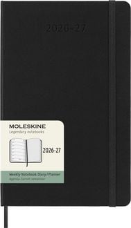 Produktbild: Moleskine 18 Monate Wochen Notizkalender 2026/2027, L/A5, 1 Wo = 1 Seite, Rechts linierte Seite, Fester Einband, Schwarz