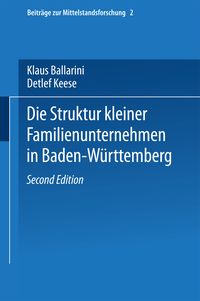 Produktbild: Die Struktur kleiner Familienunternehmen in Baden-W&uuml;rttemberg