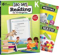 Produktbild: 180 Days(r) Reading, Writing and Math for Grade K: 3-Book Set
