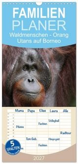 Produktbild: Familienplaner 2027 - Waldmenschen - Orang Utans auf Borneo mit 5 Spalten (Wandkalender, 21 x 45 cm) CALVENDO