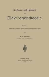Produktbild: Ergebnisse und Probleme der Elektronentheorie