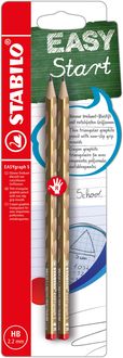 STABILO Dreikant-Bleistifte EASYgraph S Metallic Edition Gold HB 2er Set für Rechtshänder