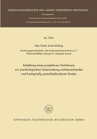 Produktbild: Erstellung eines projektiven Verfahrens zur psychologischen Untersuchung nichtsprechender und hochgradig sprechbehinderter Kinder
