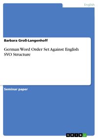 Produktbild: German Word Order Set Against English SVO Structure