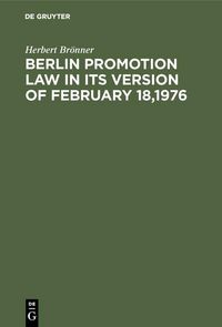 Produktbild: Berlin promotion law in its version of February 18,1976