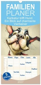 Produktbild: Familienplaner 2027 - Karikatur trifft Hund. Ein Blick auf charmante Vierbeiner mit 5 Spalten (Wandkalender, 21 x 45 cm) CALVENDO