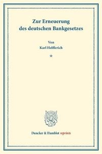 Produktbild: Zur Erneuerung des deutschen Bankgesetzes.