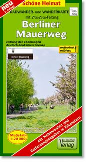 Produktbild: Radwander- und Wanderkarte Berliner Mauerweg mit Zick-Zack-Faltung