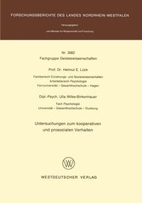 Produktbild: Untersuchungen zum kooperativen und prosozialen Verhalten