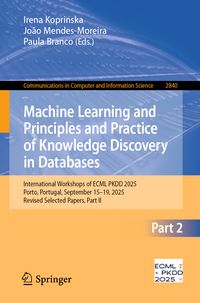 Produktbild: Machine Learning and Principles and Practice of Knowledge Discovery in Databases