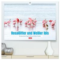 Produktbild: Rosal&ouml;ffler und wei&szlig;er Ibis (hochwertiger Premium Wandkalender 2026 DIN A2 quer), Kunstdruck in Hochglanz