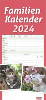Katzen Familienplaner 2024. Ein praktischer Kalender mit 5 Spalten für Pläne, Termine und Notizen der ganzen Familie. Niedliche Katzenfotos in einem von |Heye