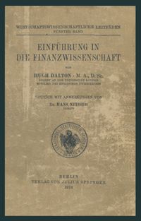 Produktbild: Einf&uuml;hrung in die Finanzwissenschaft