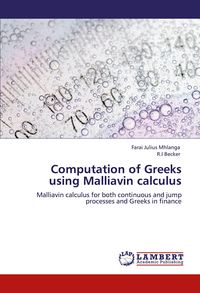 Produktbild: Computation of Greeks using Malliavin calculus