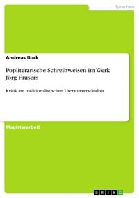 Produktbild: Popliterarische Schreibweisen im Werk J&ouml;rg Fausers