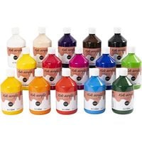 Produktbild: Creativ Company Acrylfarbe Gl&auml;nzend, sortierte Farben, 15x500 ml