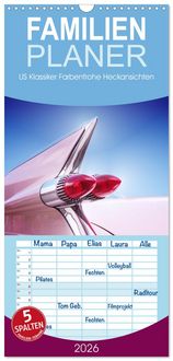 Produktbild: Familienplaner 2026 - US Klassiker Farbenfrohe Heckansichten mit 5 Spalten (Wandkalender, 21 x 45 cm) CALVENDO