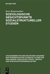 Produktbild: Soziologische Gesichtspunkte sozialstruktureller Studien