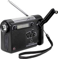 Produktbild: Renkforce RF-CR-200 Kofferradio UKW, MW, KW Notfallradio wiederaufladbar, Solarpanel, Handkurbel, Weckfunktion, Taschenlampe Schwarz