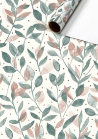 Produktbild: Geschenkpapier &bdquo;Merrit&ldquo; | 70 cm &times; 2 m, 80 g/m&sup2;, wei&szlig;/salbei