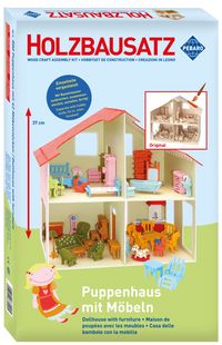 Produktbild: PEBARO 880 - Puppenhaus Holzbausatz mit M&ouml;beln, 11+241 Teile, Holzkonstruktion zum Zusammenstecken