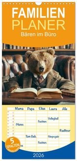 Produktbild: Familienplaner 2026 - B&auml;ren im B&uuml;ro mit 5 Spalten (Wandkalender, 21 x 45 cm) CALVENDO