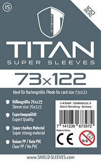 Produktbild: Shield Titan 15 - 100 Super Sleeves f&uuml;r Kartengr&ouml;&szlig;e 73 x 122 mm