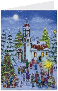 Produktbild: Postkarten-Adventskalender "Heilig Abend an der Kirche"