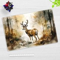 Produktbild: Cover-your-desk Schreibtischunterlage f&uuml;r Kinder Hirsch im Wald Aquarell, aus hochwertigem Vinyl, 60 x 40 cm