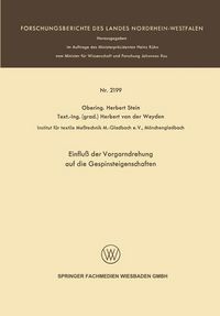 Produktbild: Einflu&szlig; der Vorgarndrehung auf die Gespinsteigenschaften