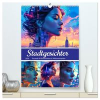 Produktbild: Stadtgesichter - Surreale KI-Sch&ouml;nheiten in Weltmetropolen (hochwertiger Premium Wandkalender 2026 DIN A2 hoch), Kunstdruck in Hochglanz